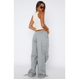 Women's Comfortable Loose Lace-Up Multi-Pocket Straight Cargo Casual Pants
