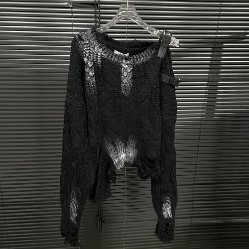 IHOOV Belted Off-Shoulder Knit Sweater