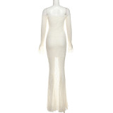 Off-Shoulder High-Waist Bodycon Evening Gown