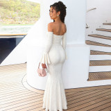 Off-Shoulder High-Waist Bodycon Evening Gown