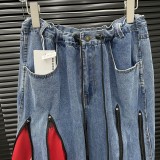 ihoov Convertible Color-Block Wide-Leg Jeans