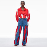 ihoov Convertible Color-Block Wide-Leg Jeans