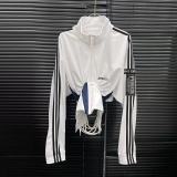 ihoov Color-Block Fishbone Waist Tie Stand Collar Cropped Jacket