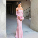 Off-Shoulder High-Waist Bodycon Evening Gown