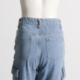 ihoov Multi-Pocket Straight-Leg Denim Pants