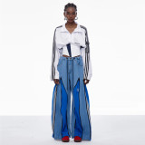 ihoov Convertible Color-Block Wide-Leg Jeans