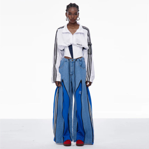 ihoov Convertible Color-Block Wide-Leg Jeans