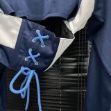 ihoov Color-Block Fishbone Waist Tie Stand Collar Cropped Jacket