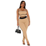 2-Piece Ribbed Sports Bra and Legging Activewear Set