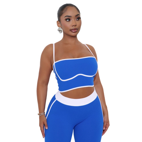 2-Piece Ribbed Sports Bra and Legging Activewear Set