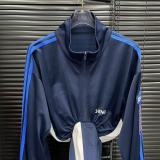 ihoov Color-Block Fishbone Waist Tie Stand Collar Cropped Jacket