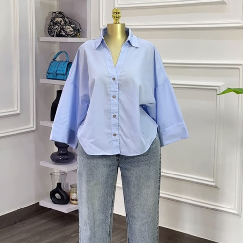 Lapel Minimalist Casual Shirt