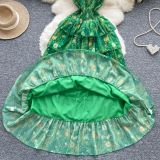Bohemian Tropical Paradise Off-Shoulder Ruffle Maxi Dress