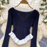 Chic Color-Block Striped Knit Top