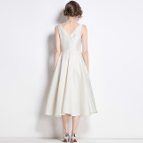 Sculpting V-Neck Midi Dress