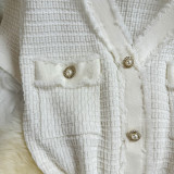 Chic Button-Detail V-Neck Parisian Elegance Knit Dress