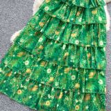 Bohemian Tropical Paradise Off-Shoulder Ruffle Maxi Dress
