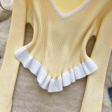 Chic Color-Block Striped Knit Top