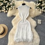Sleeveless Knitted Fringe Bodycon Dress