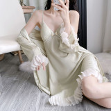 Sensual Two-Piece Camisole Robe Set with Built-in Padding