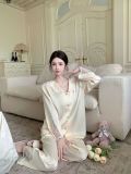 Silk Lace Butterfly Bow Long Sleeve Loungewear Set