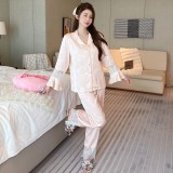 Silky Lace Long Sleeve Loungewear Set