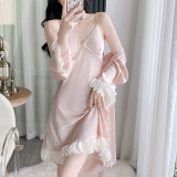Sensual Two-Piece Camisole Robe Set with Built-in Padding