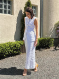 Minimalist Linen Sleeveless Vest with High-Waist Skirt Casual Set