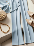 Sophisticated Azure Blue Two-Piece Coordinated Ensemble