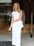 Minimalist Linen Sleeveless Vest with High-Waist Skirt Casual Set