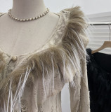 Irregular Ruffle Fringe Vintage Distressed Knit Cardigan