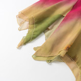 Ruffled Hem Embroidered Floral Spaghetti Strap Midi Dress