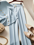 Sophisticated Azure Blue Two-Piece Coordinated Ensemble