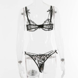 Mesh Embroidered Lace Lingerie Two-Piece Set Bra