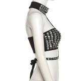 Exclusive Diamond-Studded Backless Halter Camisole