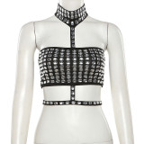 Exclusive Diamond-Studded Backless Halter Camisole