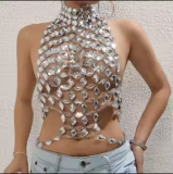 Ihoov Signature Metal Chain Backless Halter Corset Top