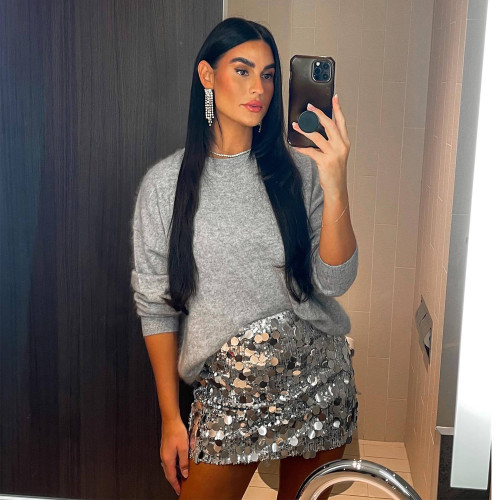 Exclusive Sequin Embellished A-Line High-Waist Mini Skirt