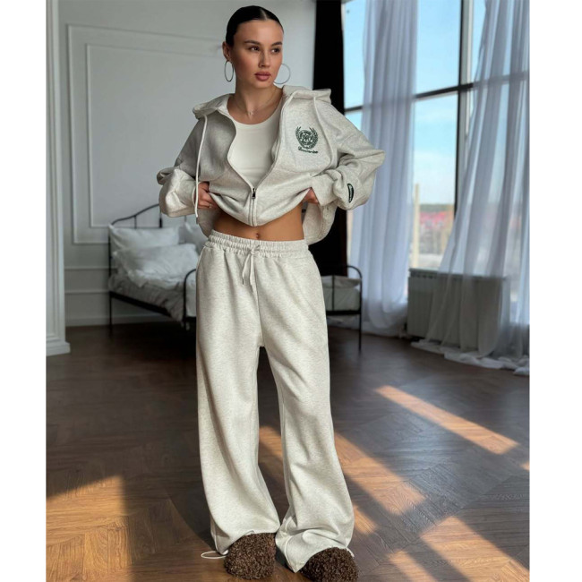 Embroidered Hoodie Two-Piece Lightweight Casual Set