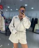 Trendy Hoodie Cardigan & Wide-Leg Shorts Coordinated Set