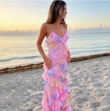 Romantic Wavy Hem Spaghetti Strap Summer Dress