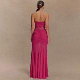Sultry Cutout Ruched Strapless Maxi Dress