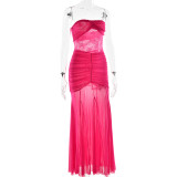 Sultry Cutout Ruched Strapless Maxi Dress