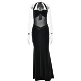 Sultry Open-Back Ruched Maxi Dress