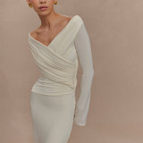 Luxurious V-Neck Bodycon Maxi Dress