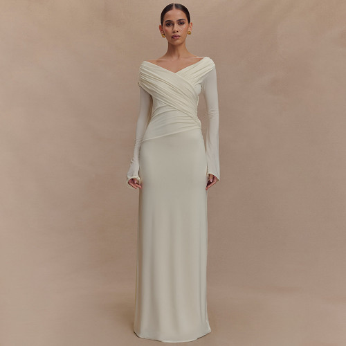 Luxurious V-Neck Bodycon Maxi Dress