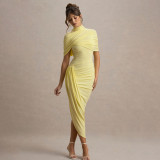Ruched Backless Bodycon Maxi Dress - Sensual Evening Cocktail Gown
