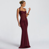 Sultry Open-Back Ruched Maxi Dress