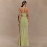 Sultry Cutout Ruched Strapless Maxi Dress