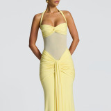 Sultry Open-Back Ruched Maxi Dress